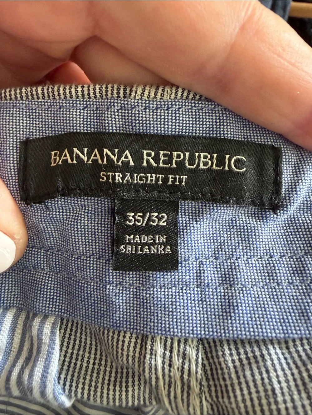 Banana Republic Light Blue Linen-Blend Straight Fit Chinos